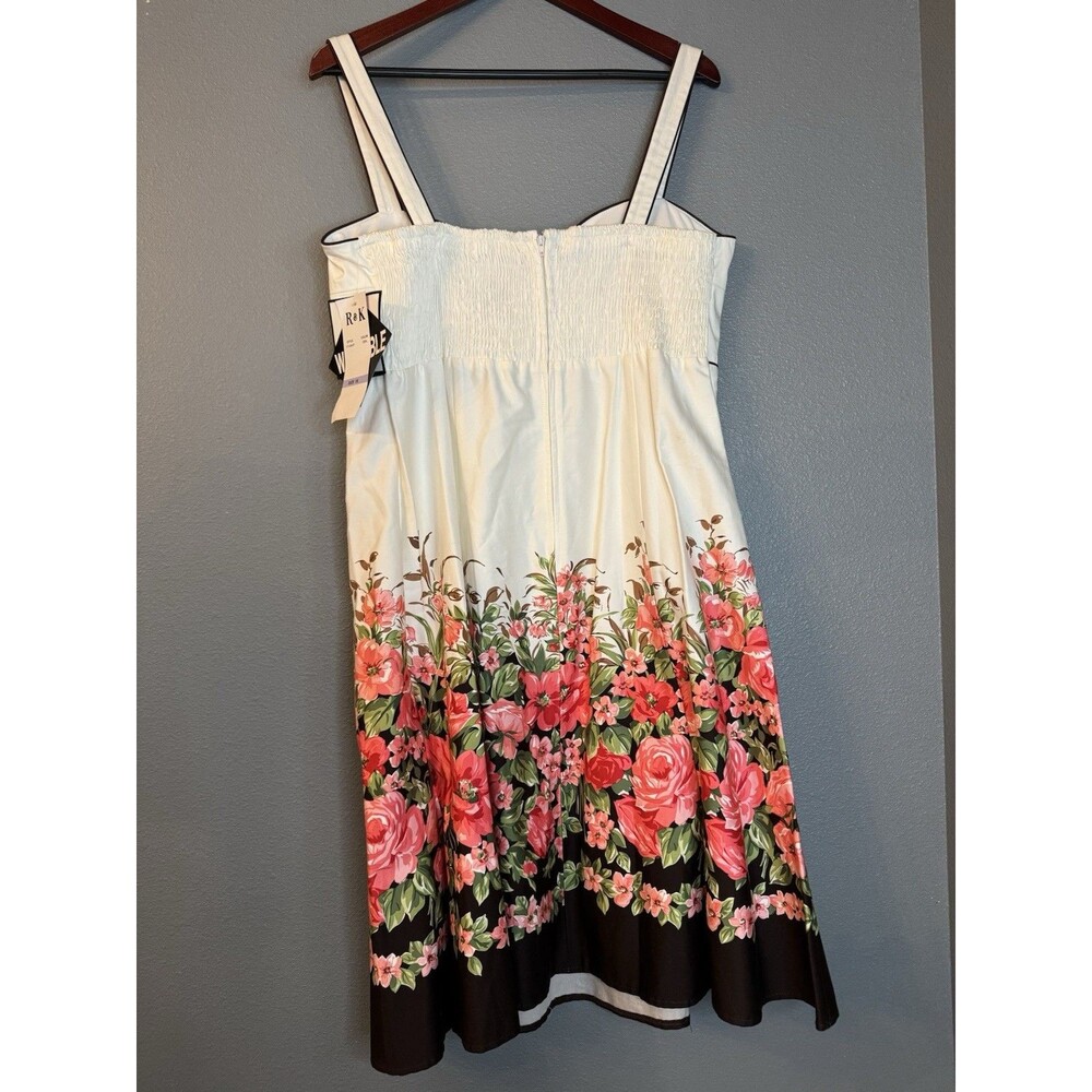 R&K Originals Floral Sundress Womens 18 White Coral Sleeveless Fit Flare NWT - Picture 2 of 10